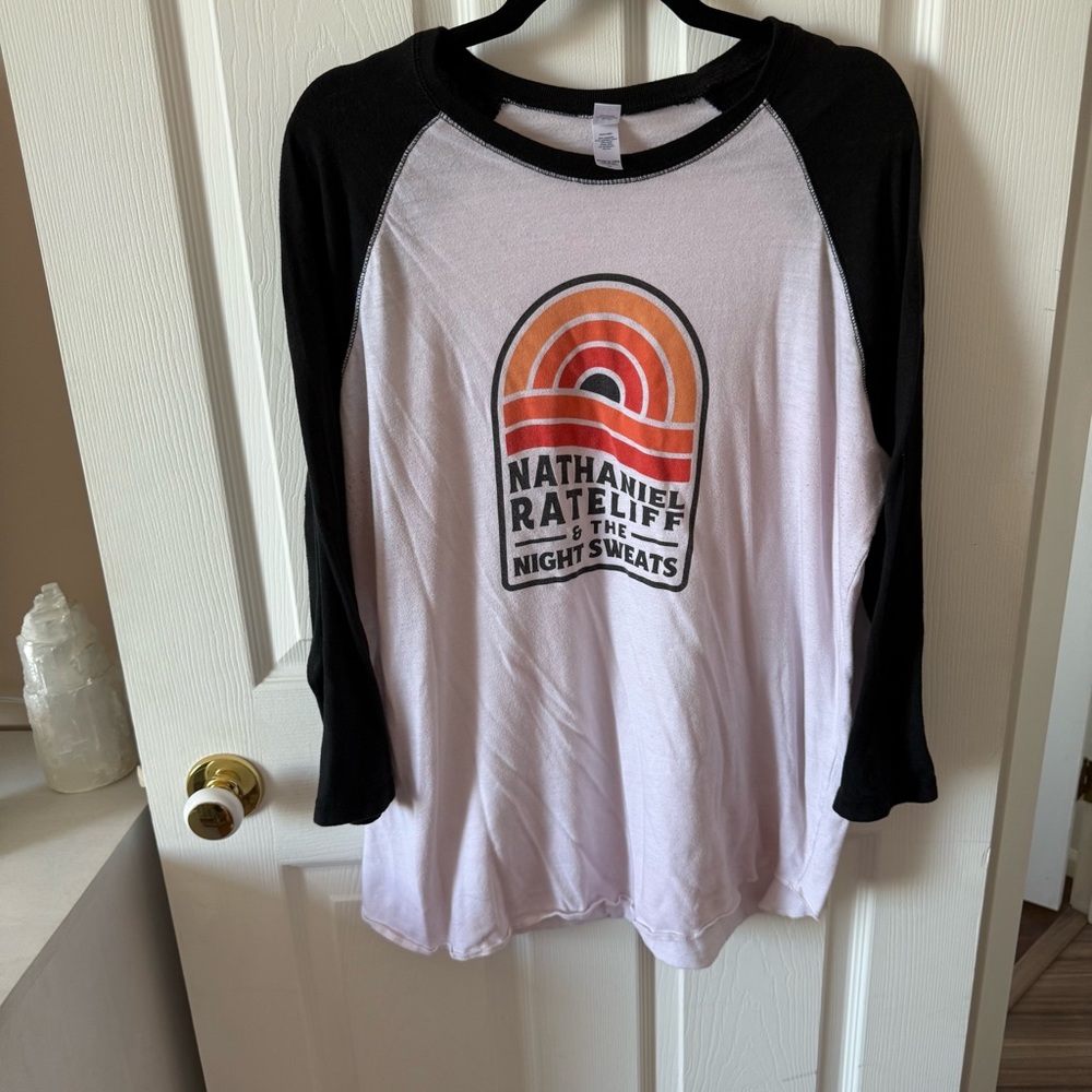 Black and White Nathaniel Rateliff Concert Graphic Raglan Tee
